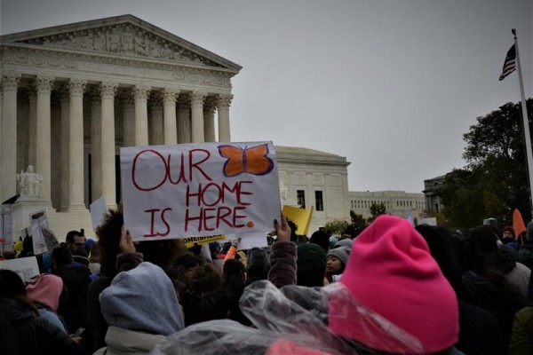 Supporters of the DACA program rally outside the U.S. Supreme Court in 2020.